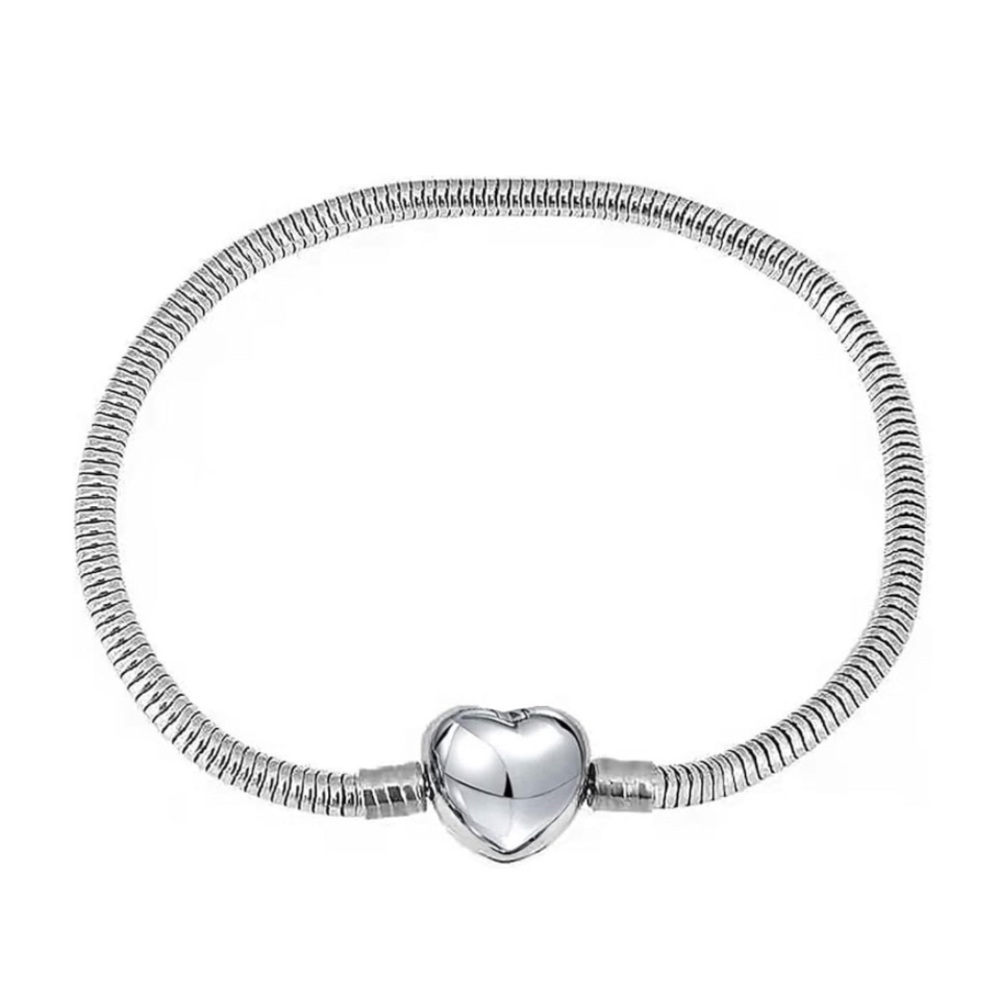 ✨ NEW KunBead Jewelry Heart Clasp Snake Chain Charm Bracelet Fits Pandora